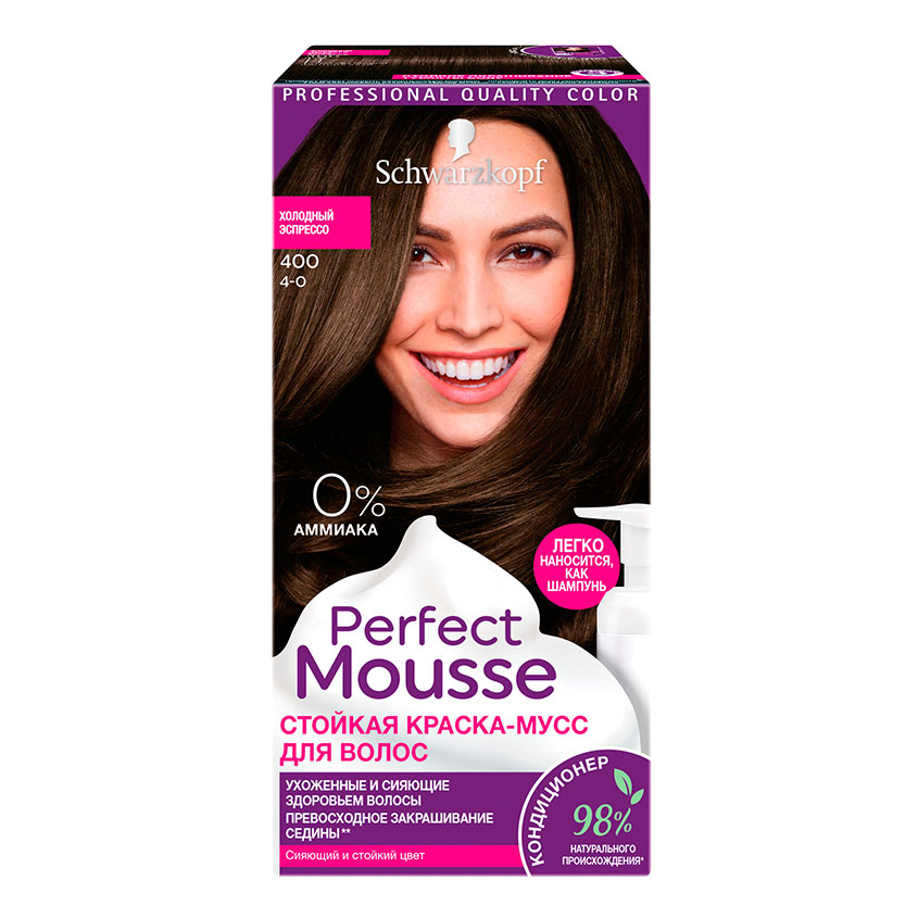 PERFECT MOUSSE Краска-мусс для волос PERFECT MOUSSE тон 400 холодный эспрессо 35 мл