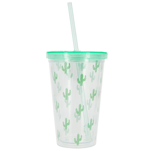 

Стакан для воды FUN с трубочкой Green cactus 450 мл