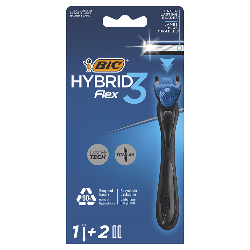 Станок для бритья `BIC` `HYBRID 3 FLEX` с 2 сменными кассетами