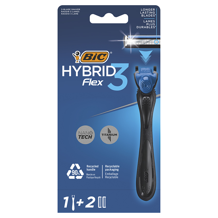 Станок для бритья BIC HYBRID 3 FLEX с 2 сменными кассетами