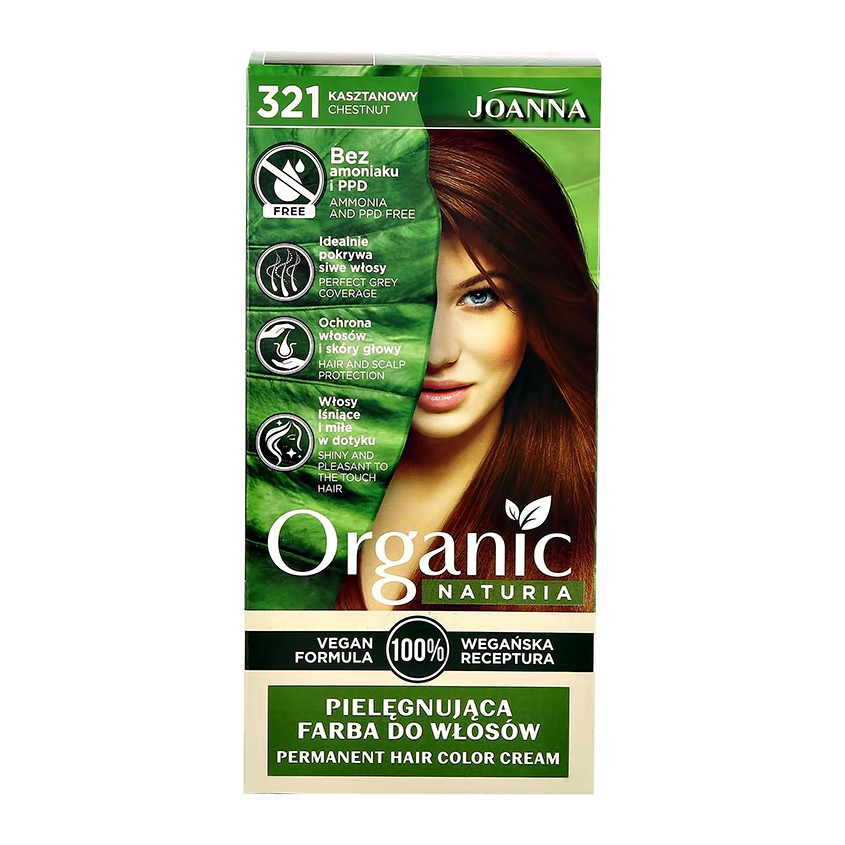 Краска для волос JOANNA ORGANIC NATURIA тон 321 каштановый joanna краска для волос joanna organic naturia тон 342 кофейный