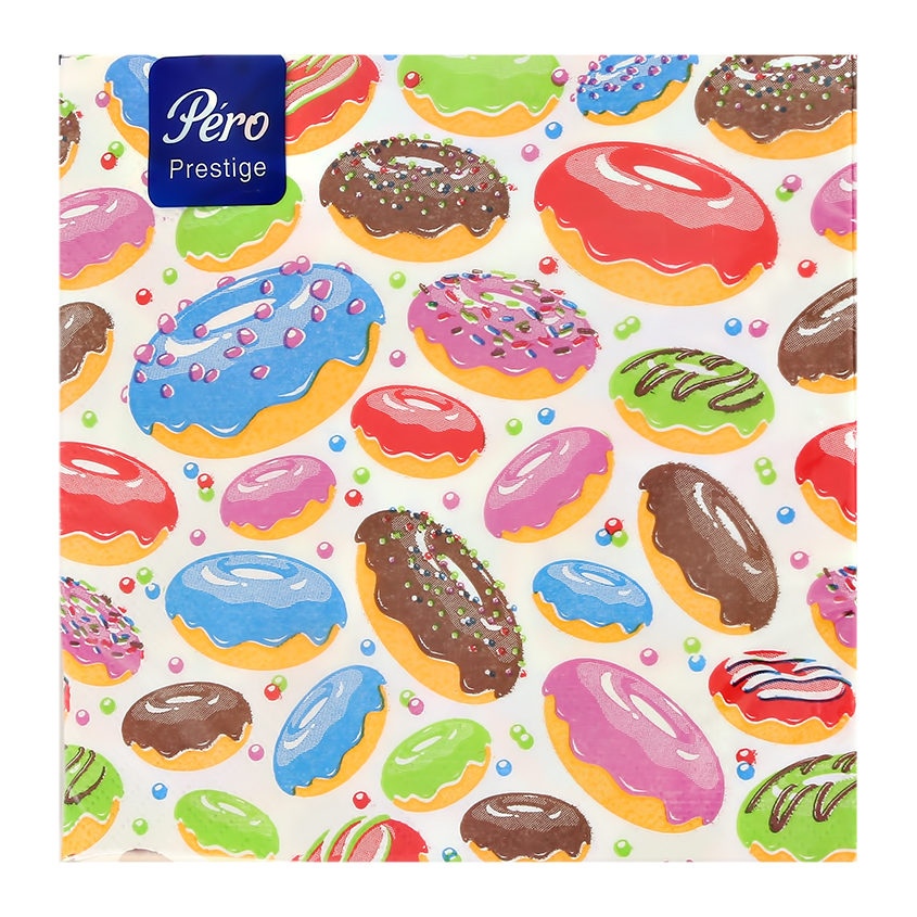 Салфетки бумажные `PERO` PRESTIGE трехслойные Сладкие пончики 20 шт