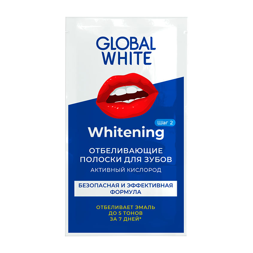 Полоски для зубов отбеливающие GLOBAL WHITE 1 пара