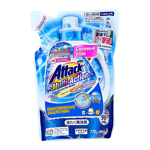 

Гель для стирки ATTACK MULTI-ACTION концентрированный рефил 770 г