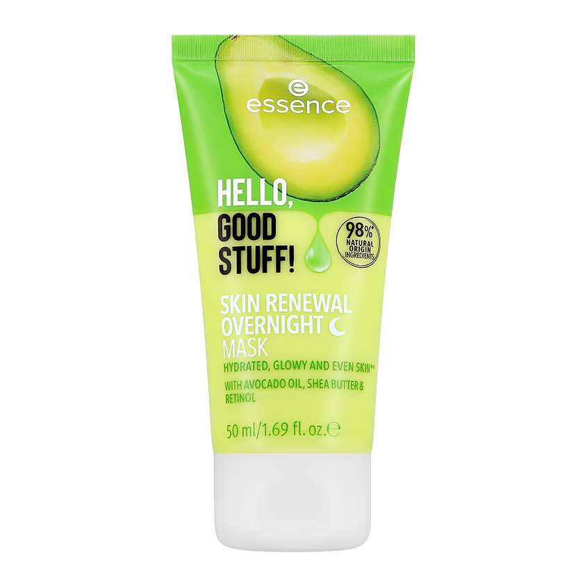 Маска для лица ESSENCE HELLO, GOOD STUFF! SKIN RENEWAL OVERNIGHT MASK ночная с маслом авокадо и ретинолом