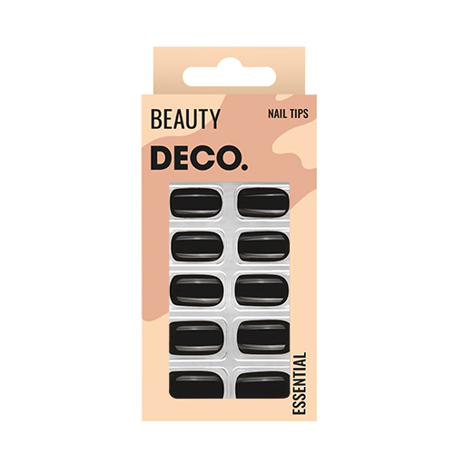 DECO. Набор накладных ногтей с клеевыми стикерами DECO. ESSENTIAL black side 24 шт + клеевые стикеры 24 шт 5 шт компл быстросохнущий клей для ногтей для накладных ногтей блестящее акриловое украшение с кисточкой ложные наконечники для ногтей и