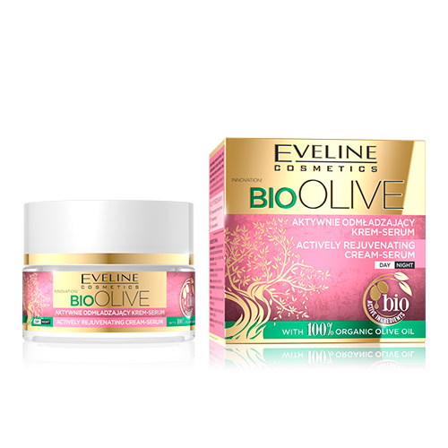 Крем-сыворотка для лица EVELINE BIO OLIVE активно омолаживающий дневной/ночной 50 мл