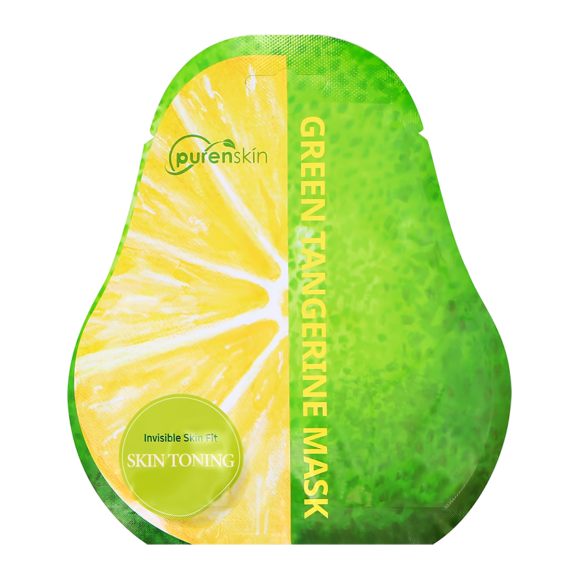 Маска для лица `PURENSKIN` с экстрактом зеленого мандарина (для сияния кожи) 23 г