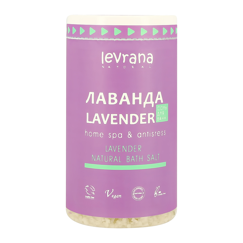 LEVRANA Соль для ванн LEVRANA NATURAL с цветками и маслом лаванды 800 г