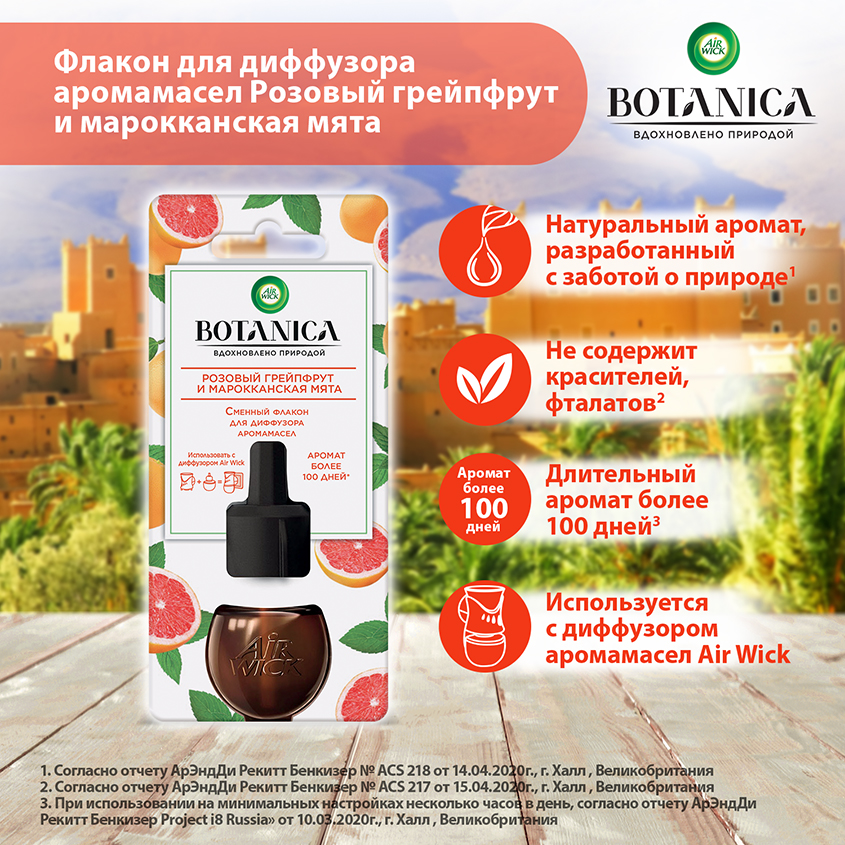 Средство жидкое для ароматизации воздуха `AIR WICK` BOTANICA Розовый грейпфрут и марокканская мята