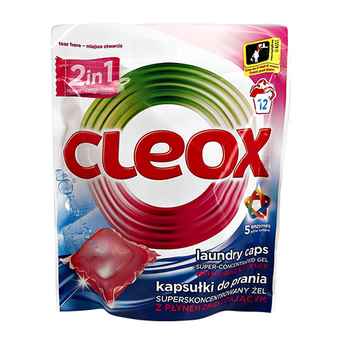 Капсулы для стирки CLEOX цветного и белого белья 12x288 г