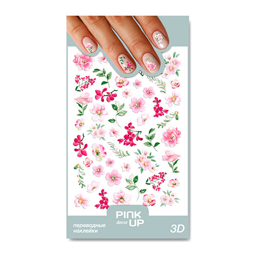 

Наклейки для ногтей PINK UP DECOR 3D переводные тон 13
