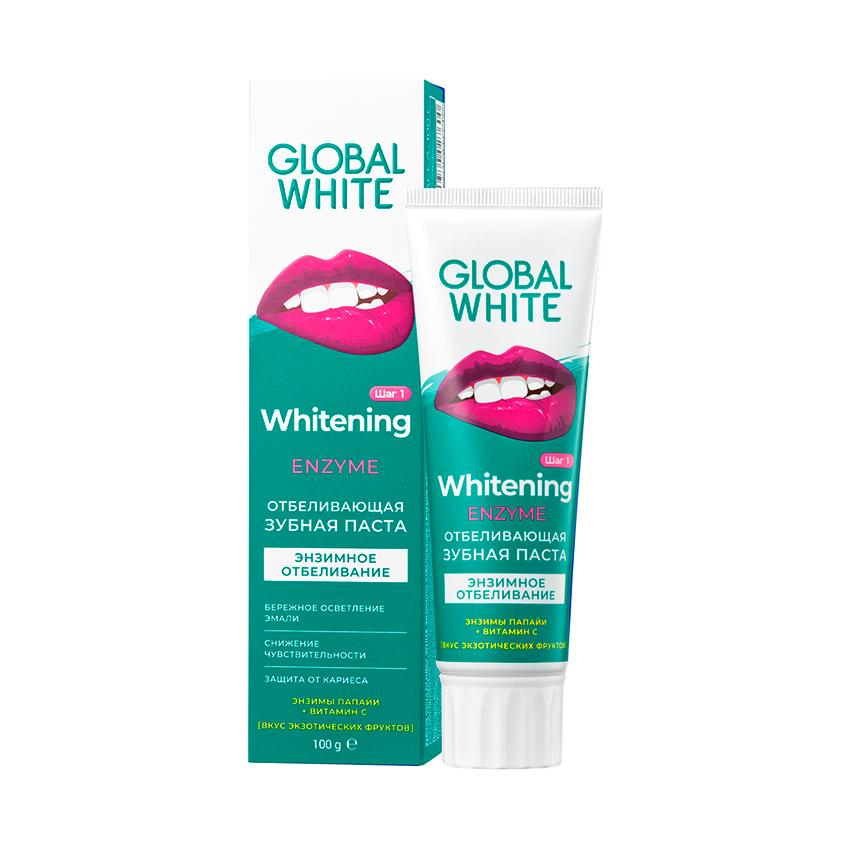 GLOBAL WHITE Паста зубная GLOBAL WHITE энзимное отбеливание 100 гр