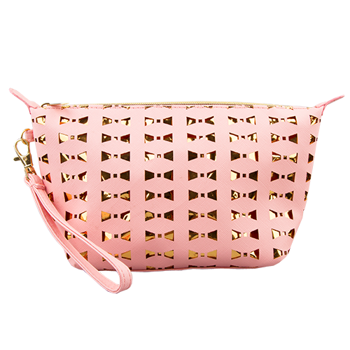 

Косметичка LADY PINK розовая с золотым средняя