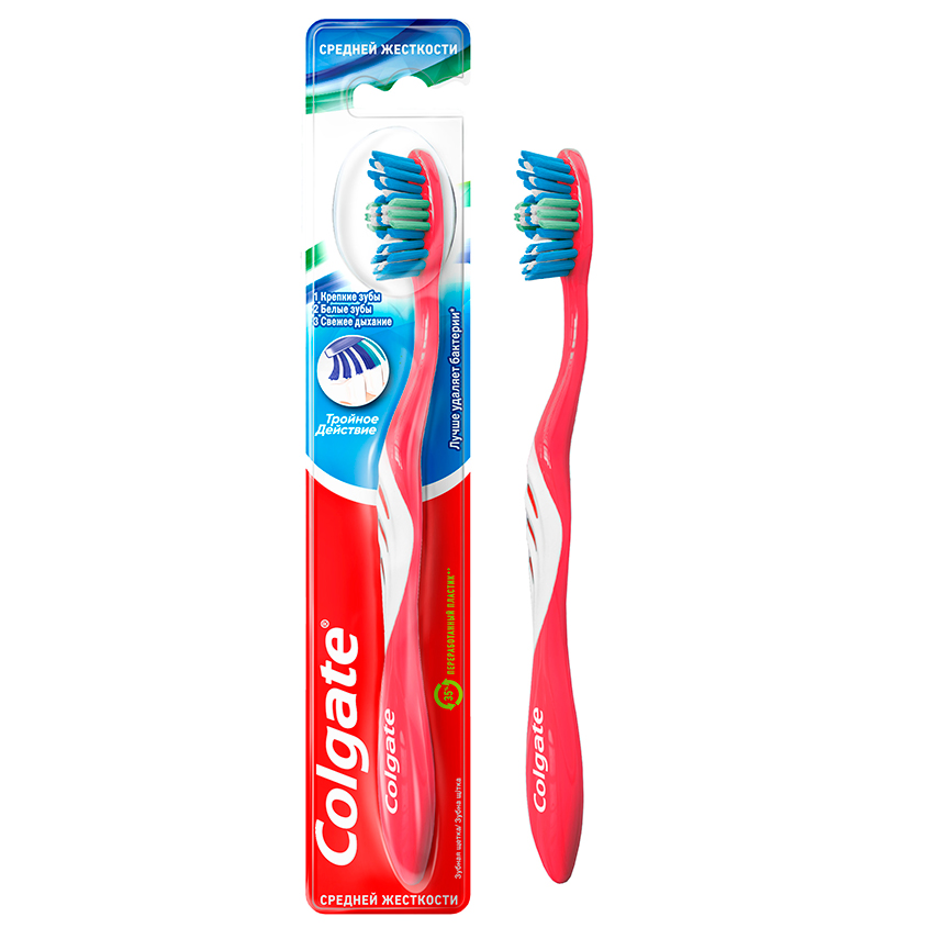 

Щетка зубная COLGATE ТРОЙНОЕ ДЕЙСТВИЕ средней жесткости