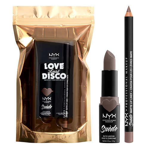 Набор для губ `NYX PROFESSIONAL MAKEUP` LOVE LUST DISCO (помада+ карандаш Suede Matte) тон 01
