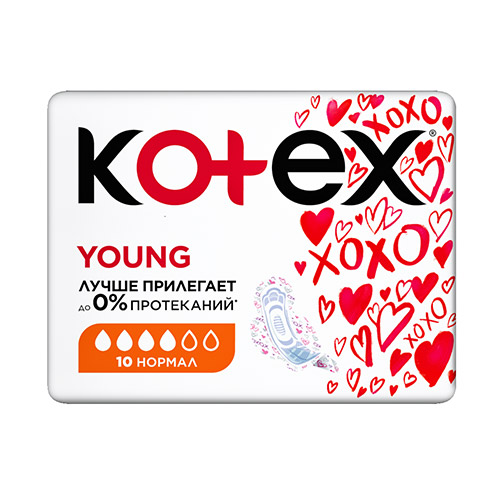 KOTEX Прокладки ультратонкие KOTEX YOUNG Нормал 10 шт прокладки kotex ultra young 10 шт