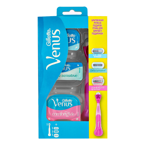 

Станок для бритья GILLETTE VENUS с 3 сменными кассетами venus, embrace sensitive, comfort glide spa breeze