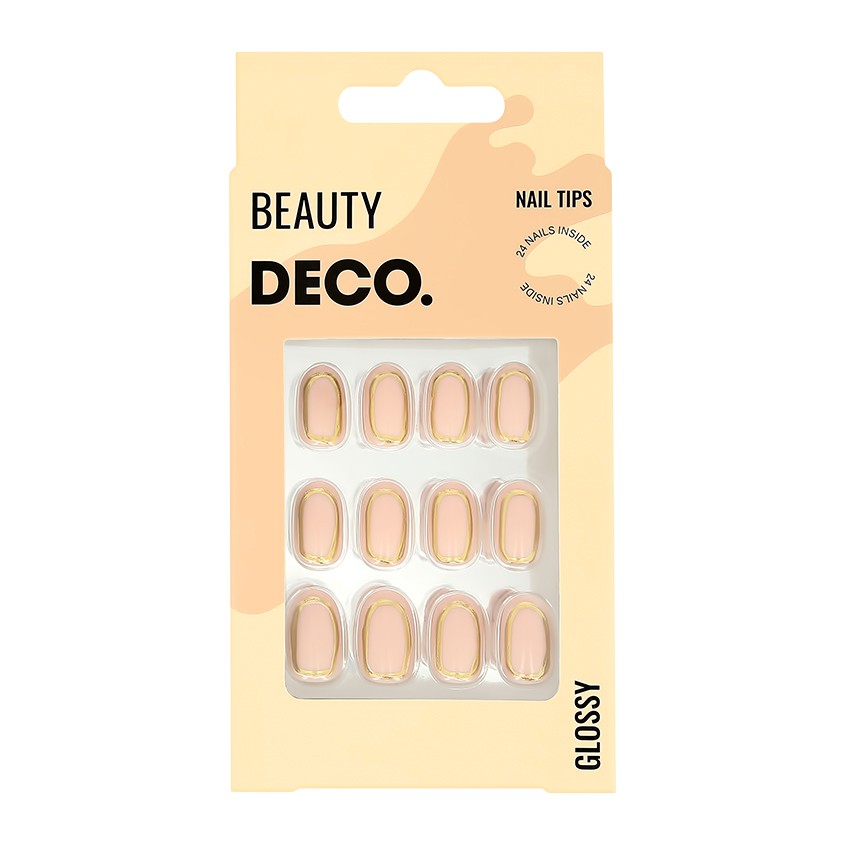 DECO. Набор накладных ногтей с клеевыми стикерами DECO. GLOSSY gold line 24 шт + клеевые стикеры 24 шт набор для монтажа накладных моек ukinox кнмб 4 шт кнмб