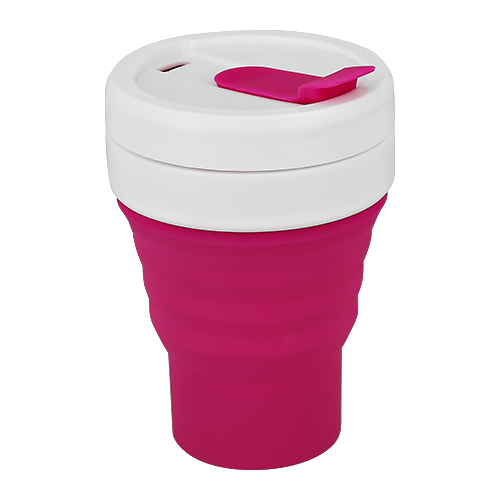 Стакан для горячих напитков FUN SILICONE CUP розовый силиконовый 355 мл