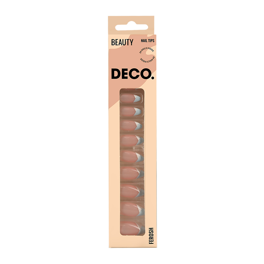 DECO. Набор накладных ногтей с клеевыми стикерами DECO. FEROSH blue french 24 шт + клеевые стикеры 24 шт цена и фото