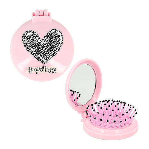 

Расческа для волос LADY PINK с зеркалом складная с принтом #girlboss