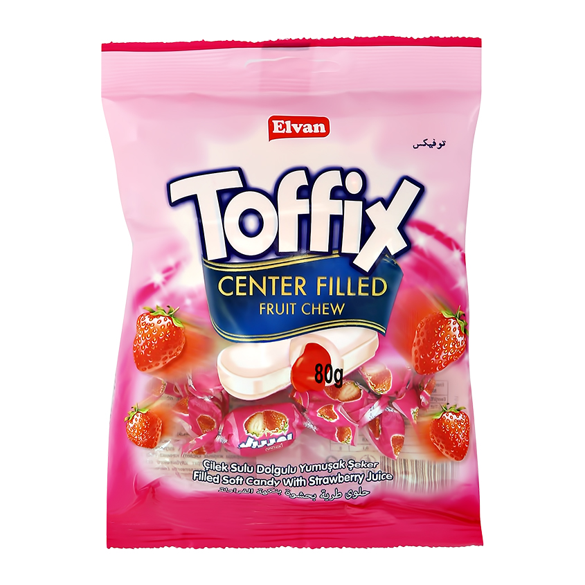 Жевательные конфеты TOFFIX с клубничным вкусом 80 г конфеты жевательные love is сливочные со вкусом банана 105г
