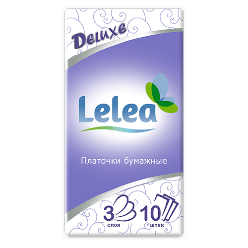 LELEA Платочки носовые LELEA Deluxe 3-х слойные 10 шт цена и фото