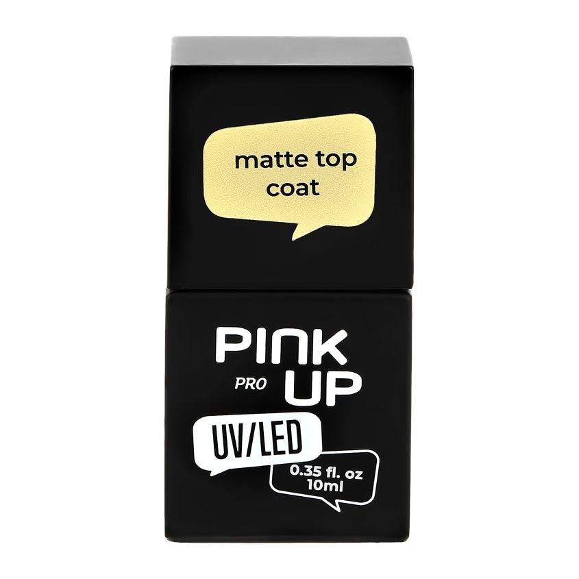 nailsprofi верхнее покрытие matte top сатиновый 12 мл Матовое верхнее покрытие для ногтей UV/LED PINK UP PRO matte top coat 10 мл