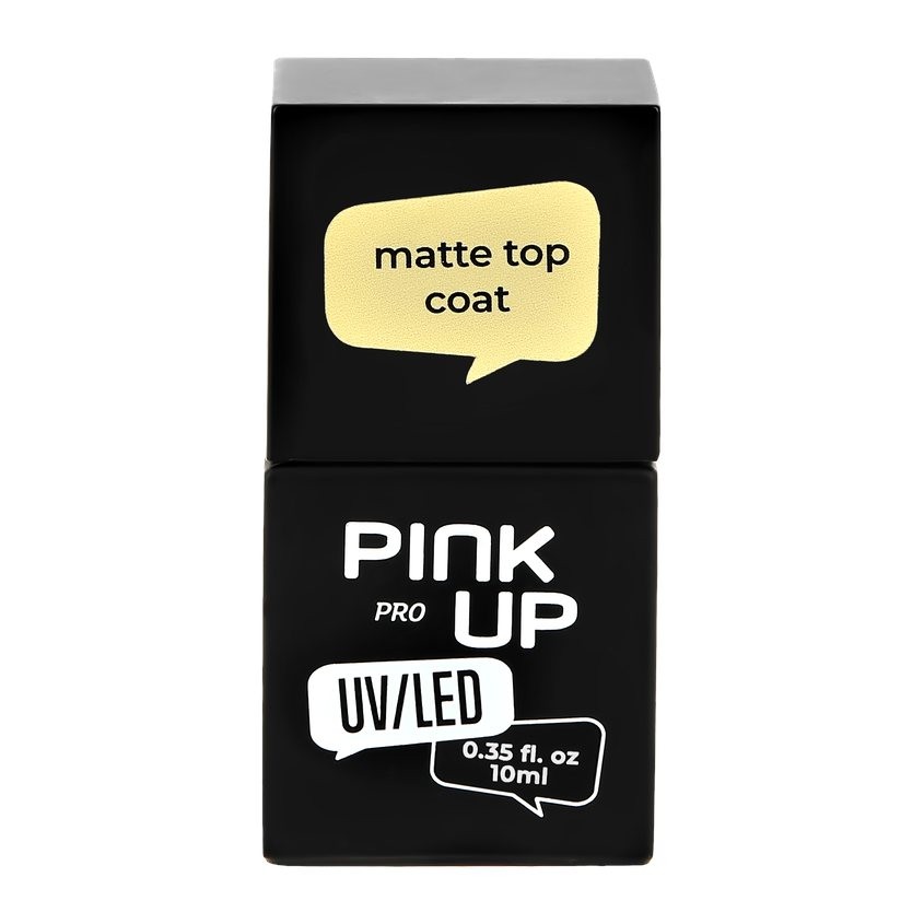 nailfactor верхнее покрытие matte top черный 11 мл Матовое верхнее покрытие для ногтей UV/LED PINK UP PRO matte top coat 10 мл