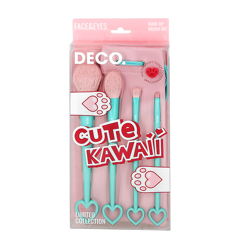 

Набор кистей для макияжа DECO. CUTE KAWAII в чехле 4 шт