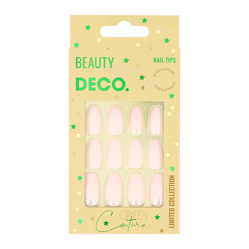 Дизайн ногтей  Подружка Набор накладных ногтей DECO. GREEN COUTURE pink cocktail 24 шт + клеевые стикеры 24 шт