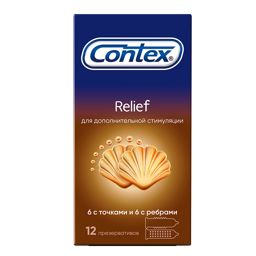 Презервативы CONTEX elief микс: 6 шт с точками, 6 шт с ребрами 12 шт презервативы contex relief 6 с ребрами и 6 с точками 12 шт