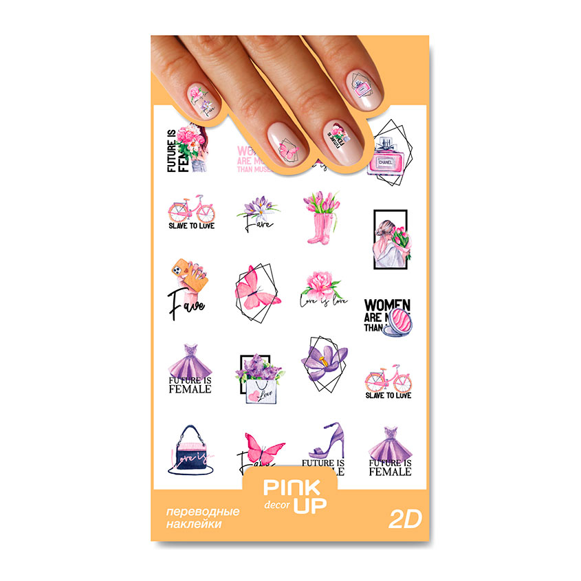 Наклейки для ногтей PINK UP DECOR 2D переводные тон 61