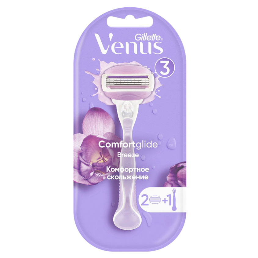 GILLETTE Станок для бритья GILLETTE VENUS BREEZE с 2 сменными кассетами gillette mach3 станок для бритья с 2 сменными кассетами