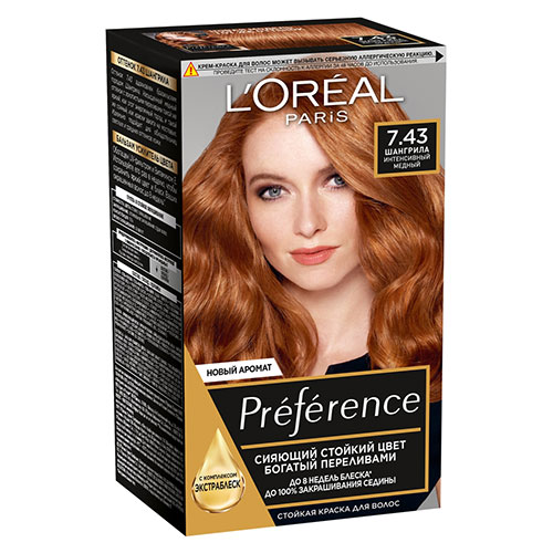 

Краска для волос LOREAL PREFERENCE тон 7.43 Шангрила ренова 40 мл