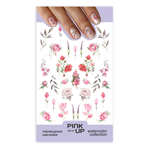 Наклейки для ногтей PINK UP DECOR WATERCOLOR переводные тон 669