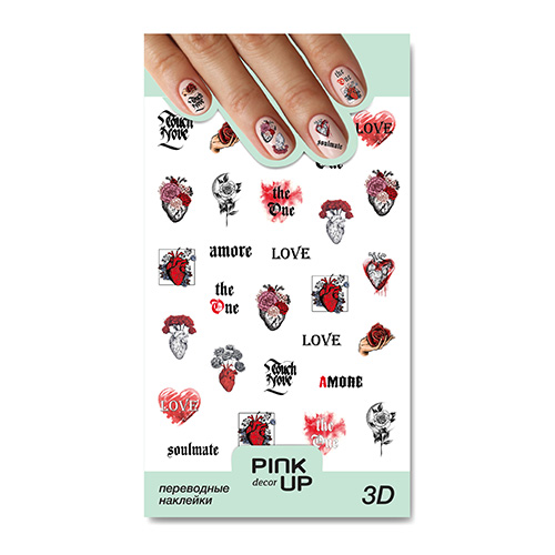 

Наклейки для ногтей PINK UP DECOR 3D переводные тон 837