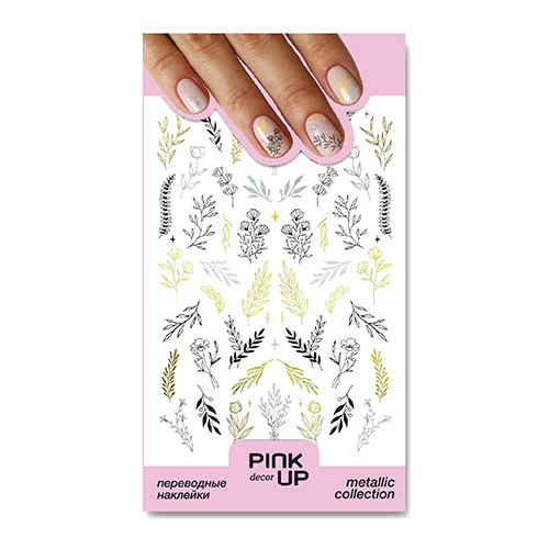 

Наклейки для ногтей PINK UP DECOR METTALIC переводные тон 871
