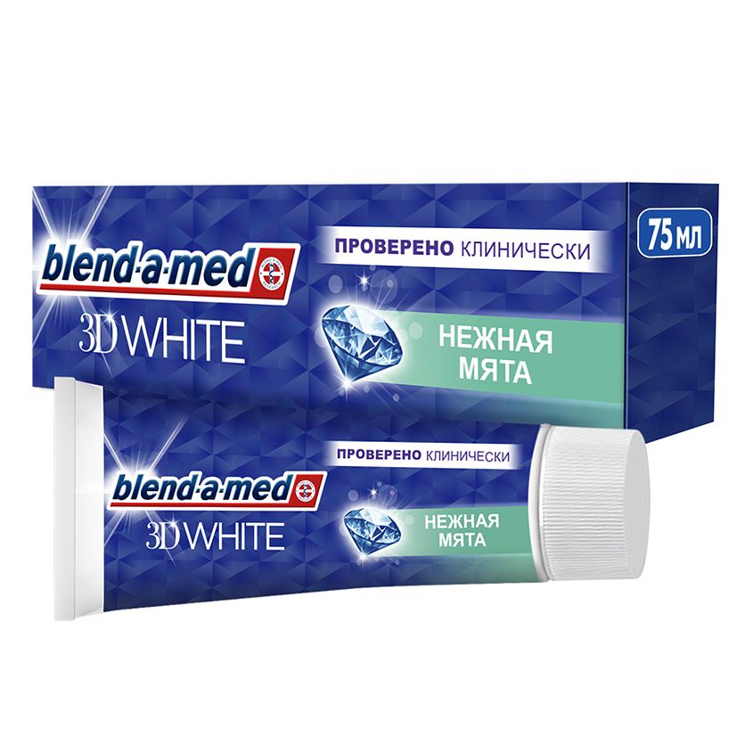 Паста зубная BLEND-A-MED 3D WHITE Нежная мята 75 мл доктор hauschka зубная паста med для чувствительной к морской воде зубная паста с рассолом 75 мл dr hauschka