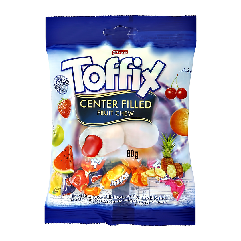 Жевательные конфеты TOFFIX фруктовый микс 80 г жевательные конфеты mentos roll fruit 29 г