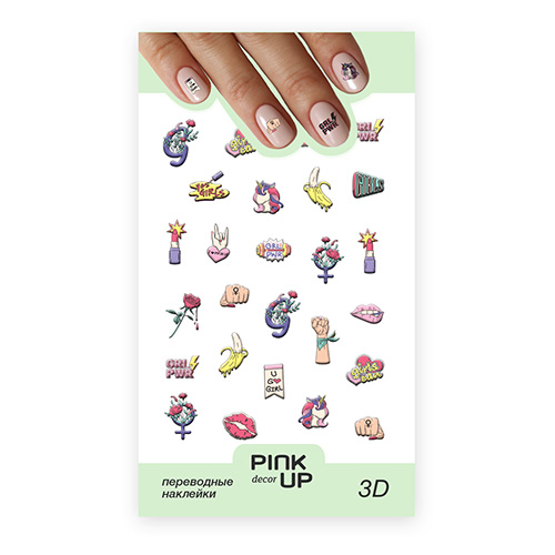 

Наклейки для ногтей PINK UP DECOR 3D переводные тон 786