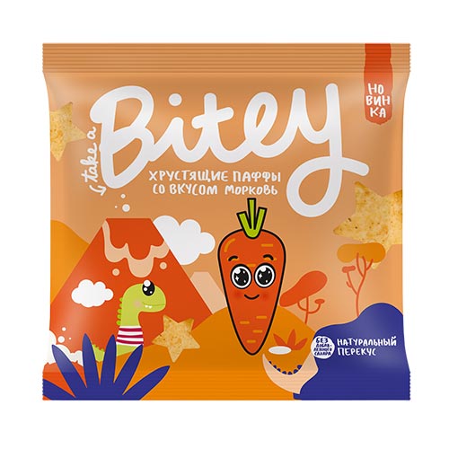 

Экструдированные мультизлаковые фигурки паффы TAKE A BITEY со вкусом морковь 20 г