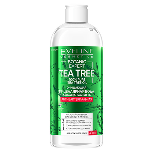 

Мицеллярная вода EVELINE BOTANIC EXPERT TEA TREE 3 в 1 антибактериальная очищающая 400 мл
