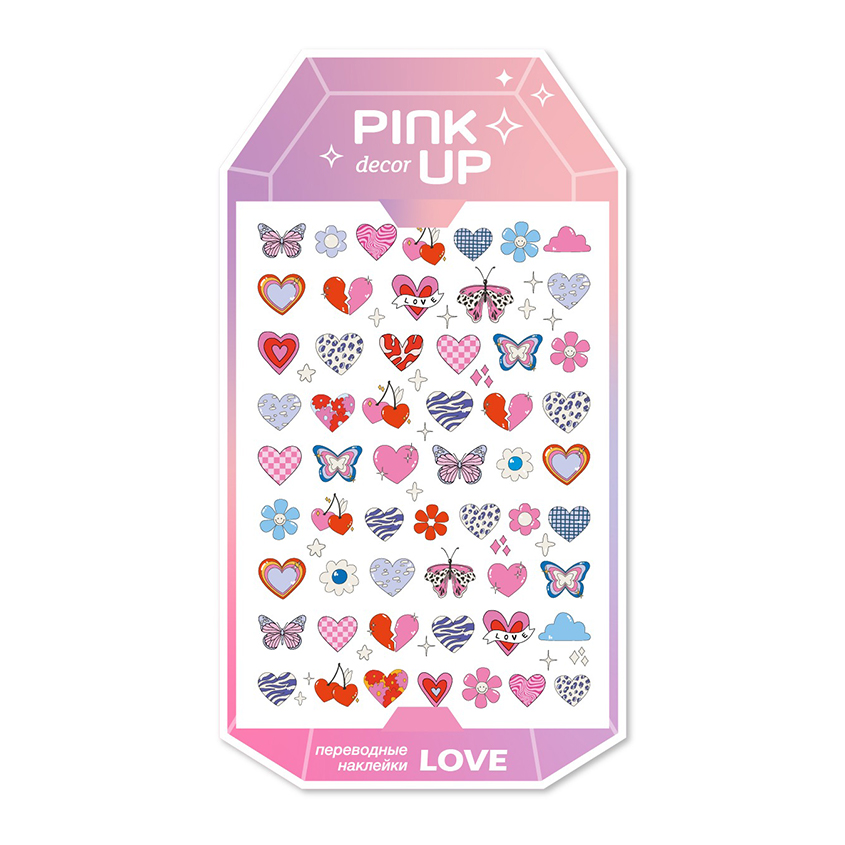 Наклейки для ногтей `PINK UP` `DECOR` SUMMER COLLECTION 3D переводные тон 139 love