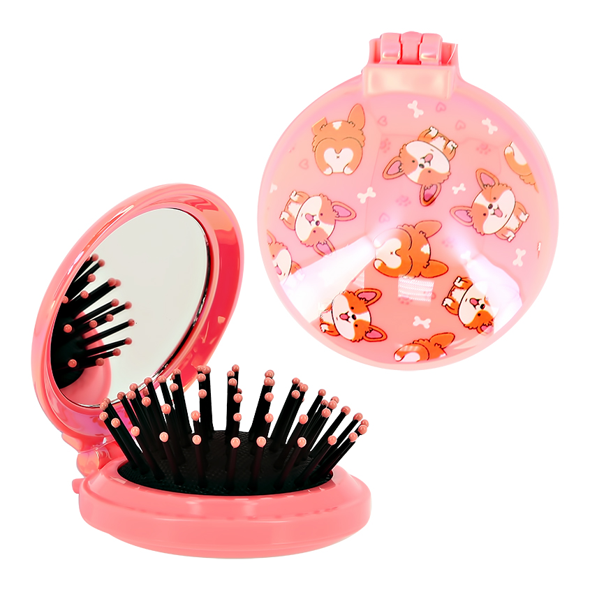 Расческа для волос с зеркалом MISS PINKY с принтом корги расческа для волос распутывающая miss pinky с принтом мишки
