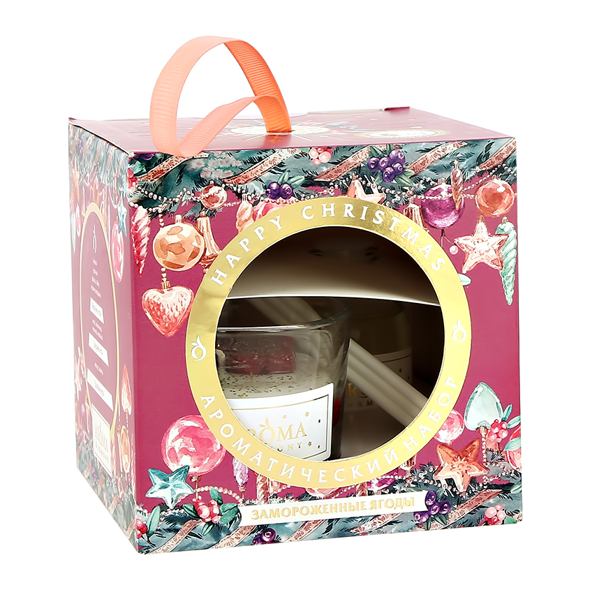 

Ароматический набор AROMA HARMONY HAPPY CHRISTMAS Замороженные ягоды свеча с фигуркой и золотом + диффузор 30 мл