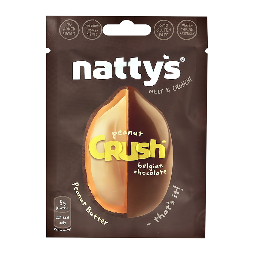 Драже с арахисом `NATTYS` в арахисовой пасте и молочном шоколаде 35 г