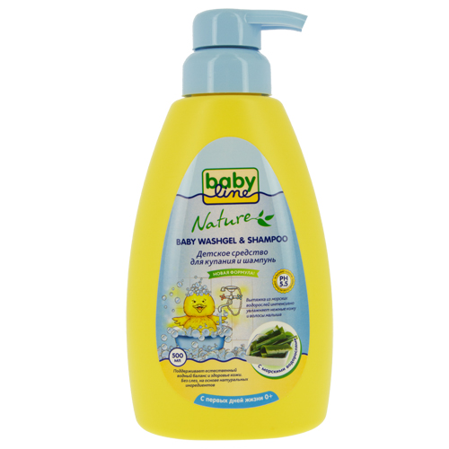 

Средство для купания и шампунь детский BABYLINE с морскими водорослями 500 мл