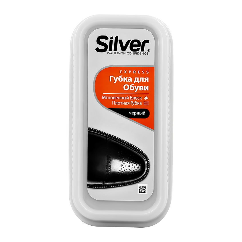 губка для обуви silver блеск черная антистатический эффект с дозатором силикона Губка-блеск для обуви SILVER EXPRESS черный